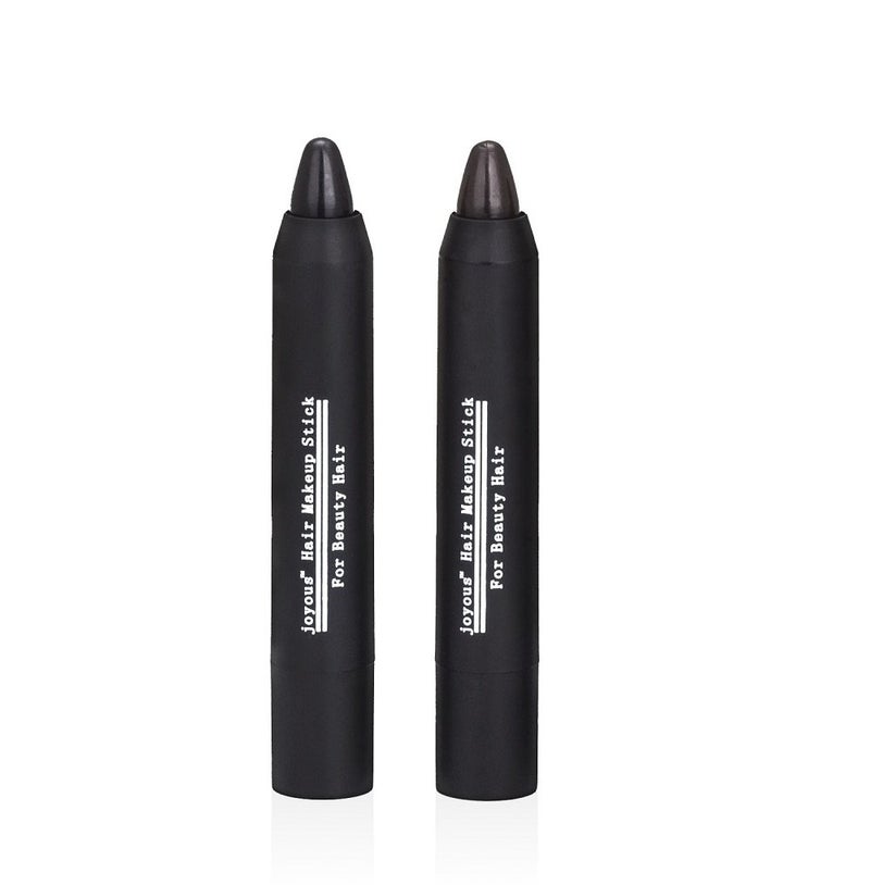 Joyous Professional Hair Chalk Temporary Hair Dye Non-toxic Hair Color Crayon Cover White Hair Color Patch (2packs-black-dark Brown) - Image 1
